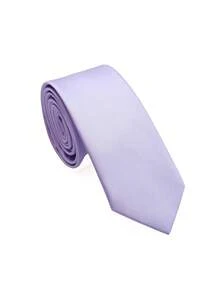 1 pieza Corbata delgada de hombre a rayas de color púrpura claro con textura (5cm), adecuada para la escuela, el traje, el transporte y el uso diario - Morado claro - Ver 3