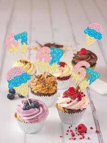 9 pezzi Decorazioni per torta di compleanno blu e rosa, decorazioni per torta di compleanno divertenti per il 6° e 7° compleanno, decorazioni per cupcake di compleanno 6° e 7°, forniture per decorazioni di torte a tema gelato per feste - 6 7 - Visualizzare 3