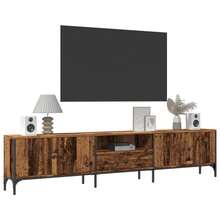 Mueble para TV vidaXL con cajón, acabado en madera envejecida, 200x25x44 cm, madera de ingeniería. - Marrón - Ver 1