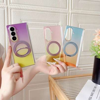 1 chiếc,Dành cho phụ nữ nữ giới con gái,Thời trang tối giản màu trơn,Mỏng nhẹ di động,Chống va đập chống sốc chống va chạm,Chống trượt chống trầy xước chống vân tay,Thiết kế khoét hỗ trợ sạc không dây,Bảo vệ toàn diện màn hình gập,Ốp điện thoại bảo vệ lai mềm cứng,Vỏ bảo vệ bền bỉ,Tương thích với Samsung Galaxy