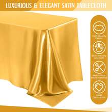 1pc Elegant White Satin Tablecloth: Perfect For Wedding Banquets, Parties And Home Decor - Rectangular, Woven, Soft And Shiny - Multicolor - View 6