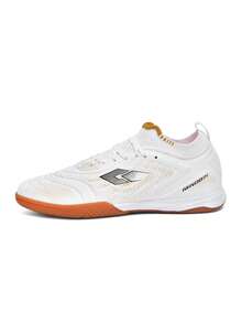 1 Pair Unisex Professional Low-Top Flat Indoor Soccer Shoes, Retro Wave Pattern Patchwork Design, Lightweight Shock-Absorbing Outsole, Delicate Touch, Enhanced Agility And Directional Change, Specially Designed For 5-A-Side Football Matches - White - View 3
