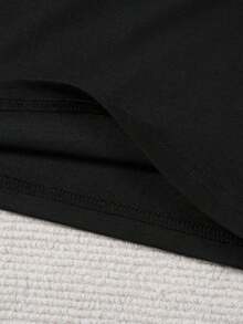 [Pantalones impresos - No tela de mezclilla] 1 pieza Camiseta de manga corta con cuello redondo y estampado de corazón y diamantes de mezclilla de imitación para mujer, Top de moda casual para mujer, ropa de moda para mujer, regalo de vacaciones, cumpleaños  Regalo - Negro - Ver 5
