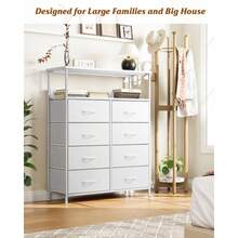 Tall 8 Drawer Chest With Double Shelves Large Storage For Bedroom Home - White - View 6