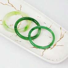3 Pcs Natural Jade Bangle Bracelet For Women, Good Luck Bangle Wealth Healing Bracelet For Mother Grandmother, Christmas Birthday - 淺綠色 - 查看 4