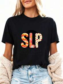 Speech-Language Pathologist (SLP) T-Shirt, Gifts For SLP, Sign Language T-Shirt, Speech-Language Pathologist T-Shirt, Gift For Speech-Language Pathologist, Language Pathology, Pure Cotton SLP T-Shirt - Hitam 1 - View 3