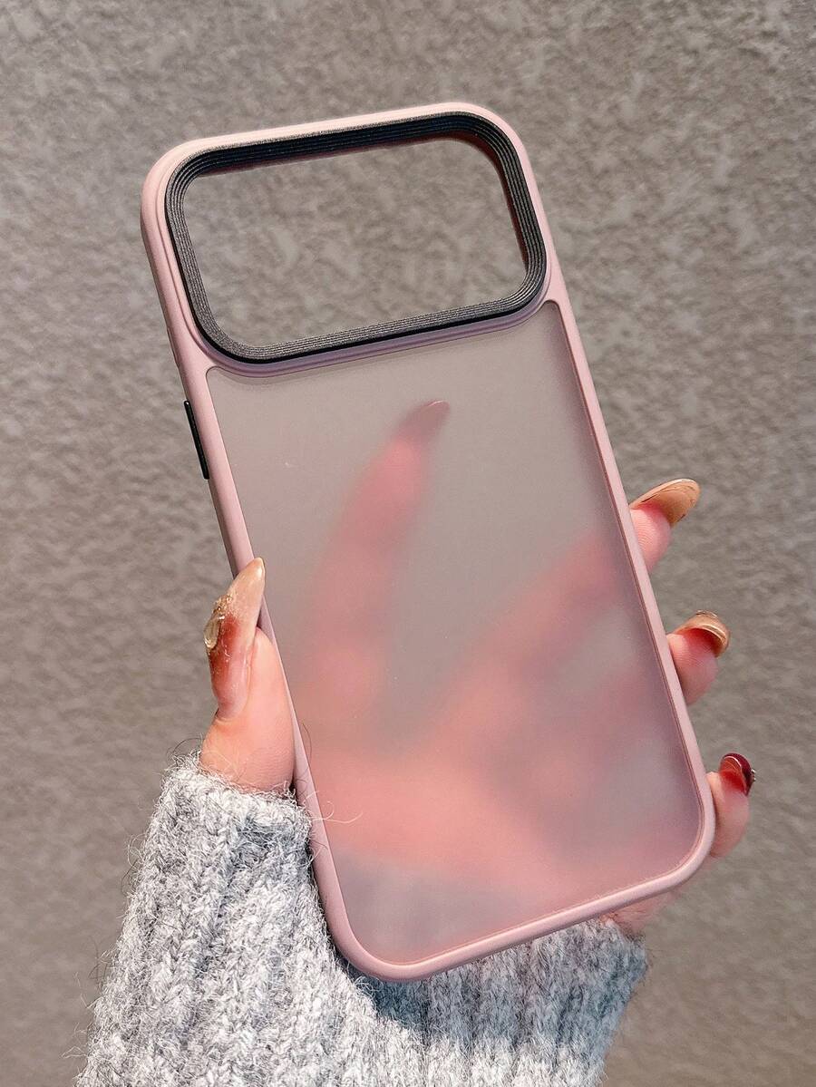 Minimalist Matte Pink Hard Case, Acrylic Material, Stepped Lens Design, 2.0mm Thickness, Lotus Root Pink Phone Case Suitable For IPhone 17 Pro Max/17 Pro/17/16/16 Pro Max/16 Pro/15/15 Pro Max/15 Pro, Reinforced Protective Cover