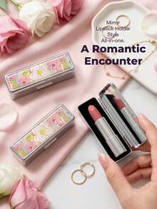 1 PC Silver-Plated Rectangular Lipstick Organiser With Make-Up Mirror – Mini Make-Up Mirror, Multi-Functional Storage Box (Classic Patterned Lipstick Organiser With Mirror; Doubles As A Jewellery Box And Jewellery Organiser - Multicolor - View 18