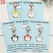 2D 5pcs Penguin Heartwarming Greeting Card & Keychain Set. Suitable For Backpack, Schoolbag, Phone Case DIY Decoration. Suitable For Birthday, Holiday Party, Graduation, Back To School, Daily Use Gifts. Exquisite, Versatile, And Fade-Resistant. - View 2