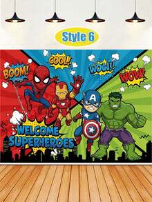 Marvel 漫威主題生日背景布，有6種不同款式可供選擇。它具有經典印花，如復仇者聯盟團體圖像和蜘蛛人。高解析度噴繪色彩鮮豔，材質光滑耐用，讓您輕鬆營造沉浸式的超級英雄派對氛圍。 - 多款 - 查看 10
