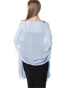 Chiffon Shawl Scarf Suitable For Bride Wedding Party Evening Dress And Special Occasion Outfits - Light Blue - View 4