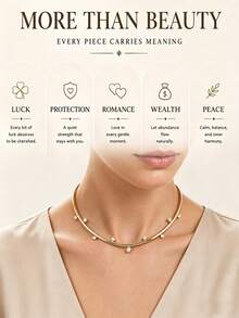 1 chiếc vòng cổ choker kim loại mới, vòng cổ hở cổ đính đá Zirconia hình học dành cho nữ, vòng cổ dây đeo xương đòn đa năng. - Vàng - Xem 6
