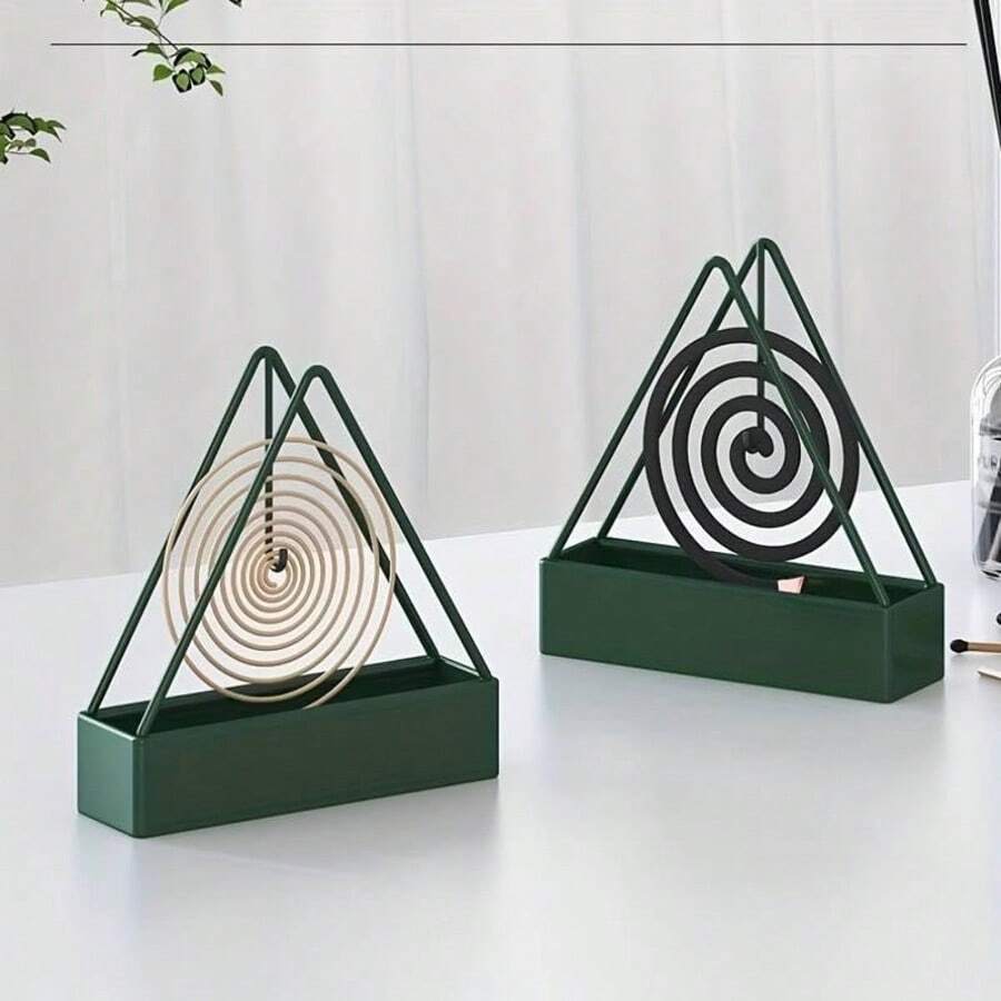2/4Pcs Iron Triangle Hanging Mosquito Coil Holder, Flame Resistant Incense Stand With Ash Tray, Stable Vertical Support Base, Anti-Mosquito Design, Universal Indoor Outdoor Camping Home Incense Storage Rack,Garden Tools,Garden Accessories