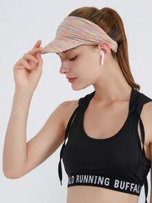 GOLOVEJOY 1pc Striped Sports Visor Cap, Breathable Open Top Sun Hat For Running Tennis Cycling Outdoor - Multicolor - View 2
