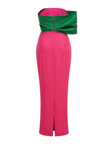 ELYRADIA Gaun Maxi Mermaid Tanpa Tali dengan Detail Sambungan Elegan untuk Wanita, Gaun Malam Formal untuk Tamu Pernikahan, Prom, Pesta & Koktail - Hot Pink - View 11