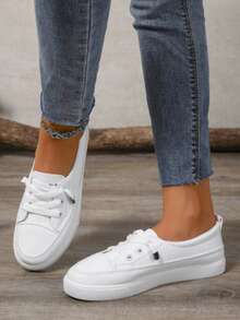 Women's Breathable Casual Flat Slip-On Shoes, Lightweight And Comfortable, Suitable For Casual, Sports And Daily Wear. - 白色 - 查看 5