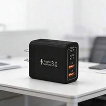 1個 2A2C 介面 USB-C 插頭快速充電器，40W 4 埠多 USB 充電適配器 (美國插頭) 雙埠 PD 電源適配器 + QC 壁式充電器，多埠 AC 電源 Type-C 充電插頭，適用於多人充電、多裝置充電、居家充電需求及辦公桌使用，多埠快速充電 - 查看 1