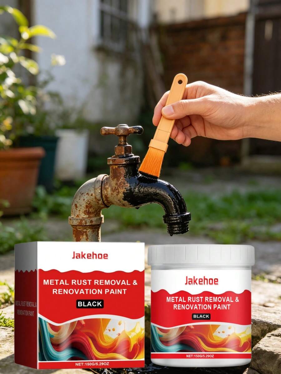 jakehoe 1pc/150G Water-Based Metal Rust-Proof Paint Rust Removal & Refurbishment 2-In-1, Eliminates Complex Traditional Rust Removal & Sanding Steps, Easy For Beginners To Use, Available In Gray / Black / White / Blue And Other Popular Colors, Suitable For Various Metal Materials, Whether Rusted Iron Railings, Yard Faucets, Metal Furniture, Iron Gates, Car Frames, Or Old Appliance Shells, Hardware Accessories, One Piece Handles All Home / Outdoor Metal Refurbishment Needs, Highly Practical - Water-based Metal Anti-rust Paint - View 1