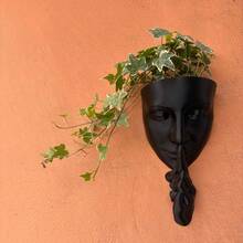 Wall-Mounted Face Planter, Unique Human Head Succulent Hanging Pot, Creative Plastic Wall Decor, Suitable For Indoor Plants, Abstract "Shh" Design, Suitable For Living Room, Bedroom And Office - A - View 3