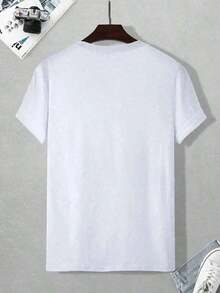 Men's T-Shirt With Chevy Truck Design, Boxy Body, 220 G/M² Pure Cotton T-Shirt (1 Piece), Men's 220 G/M² Pure Cotton Casual Crew Neck T-Shirt (1 Piece) - 白色 - 查看 3
