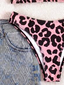 Spring/Summer New European And American Casual Red Leopard Print Beach Vacation Date Party Women's Bikini Set - Multicolor - View 6
