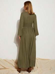 Women Midi Dresses - 軍綠色 - 查看 2