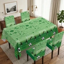1/4/5/6/7 buah Sarung Kursi Makan, Taplak Meja Motif Patchwork Sepak Bola Biru, Cocok Untuk Restoran, Dekorasi Kafe, Dekorasi Liburan, Hadiah Rumah - MultiWarna - View 3