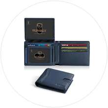 Wallet For Men Slim Rfid Leather 2 ID Window With Gift Box Slim, Rfid, 2 ID Window, With Gift Box, Slim, Rfid - A  Blue - View 1