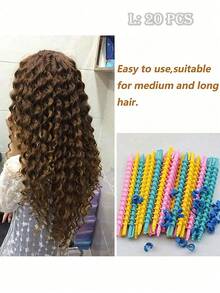 1 包（约 20 个）无热螺旋卷发器，DIY 卷发工具配件，用于美发造型 - 彩色 - 查看 25