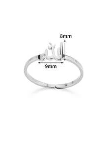 1pc Unique Arabic Symbol Ring, Stainless Steel Open Band Ring, Niche Design Accessory, Daily Commute Gift - Silver - View 6