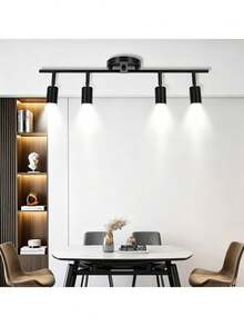 Adjustable Track Lighting Set For Ceiling, 4 Black Track Lights, Compatible With E26/E27 Lamp Holders (Bulbs Not Included) - Black - View 7