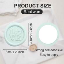 20pcs Heart Pattern Self-Adhesive Wax Seal Stickers, Suitable For Gifts, Wedding Invitation Envelopes Sealing - LOVE-cyan - View 4