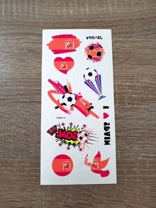 1片西班牙世界盃主題紋身貼紙，國旗與足球融合設計，世界盃球迷支持個性化圖案，中性GOAL臨時紋身，運動派對裝飾紋身貼紙 - 彩色 - 查看 6