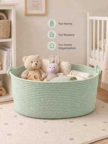 1pc Foldable Handwoven Laundry Basket With Handle, Suitable For Living Room, Bedroom, Laundry Area To Store Miscellaneous Items, Dirty Clothes, Bathroom Towels, Selected Home Goods - Multicolor - View 8