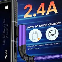 Type-C Fast Charger, USB-A To USB-C Data Cable, Braided USB-C Charging Cable, Compatible With Apple, One+ And Other Smartphones - Multicolor - View 6