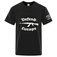 2026 Defend Europe Print, Nuevo Estilo de Verano, Camisetas de Manga Corta para Hombre, Color Sólido, Estilo Casual Urbano Harajuku - Blanco - Ver 8