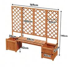 Flower Pot With Trellis For Climbing Plants, Spacious Planter, Flower Box, Solid Brown Fir Wood Planter, Flower Pot With Trellis And Seat For Garden, Courtyard, Terrace - Brown - View 5