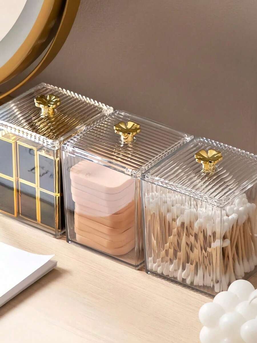 Hộp đựng bông tẩy trang, son môi, tăm bông chống bụi có nắp đậy. - Trong sáng - Xem 1