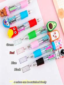 Bộ 10 bút bi mini 4 màu hình hoạt hình dễ thương, dùng cho học sinh, bút bi mini 4 màu, bút nhiều màu, mực 4 màu, bộ quà tặng văn phòng phẩm cho học sinh, ruột bút 0.7mm, đồ dùng cần thiết cho năm học mới, đồ dùng học tập (nhiều kiểu dáng) - Bộ - Xem 4