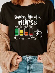 Camiseta de mujer para primavera y verano - Negro - Ver 2