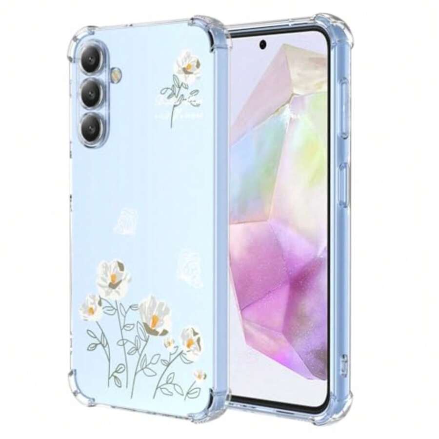 Case For, Transparent Case With Aesthetic Butterfly And Flower Designs, Anti-Yellow Soft Silicone Slim Anti-Shock Anti-Scratch TPU Bumper Case - 三星 Galaxy A37 - 查看 1