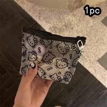 SANRIO Túi mỹ phẩm lưới Hello Kitty, túi đựng đồ trang điểm khóa kéo trong suốt dễ thương có mặt dây chuyền xương, túi đựng đồ trang điểm dung tích lớn, túi trang điểm chống ô nhiễm, túi đựng đồ vệ sinh cá nhân du lịch dễ thương cho bé gái và phụ nữ - Nhiều màu - Xem 22