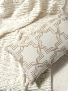 1pc Beige Geometric Pattern Embroidered Throw Pillow Cover, Modern Minimalist Geometric Line Embroidered Decorative Pillow Sham, Suitable For Indoor Decor, All Season Pillow Case, Pillow Insert Not Included - Beige - View 8