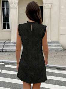 2026 Vestido camisero de unicolor albaricoque con textura y aplicaciones para mujer, elegante y de moda para el trabajo, atuendos festivos franceses, estilo sirena de oficina, vestidos de verano para mujer, vestidos para fiesta del té, festivales, fiestas, graduación, vacaciones, ropa bohemia femenina - Negro - Ver 2