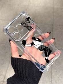 Ốp điện thoại chống sốc hình bóng rổ, tương thích với Apple 17/16/14 Pro Max, mẫu mới chất lượng cao, tương thích với iPhone 13, 15, ốp bảo vệ kiểu ví tương thích với iPhone 12/12 Pro, 11, 15 Pro Max, 16 - Trong sáng - Xem 2