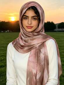 1PC Women's Bohemian Watercolor Floral Turban, Muslim Sun Protection Headscarf Elegant Versatile Scarf Long Shawl For Friends Gathering, Suitable For Daily Wear - 455-powder - View 2