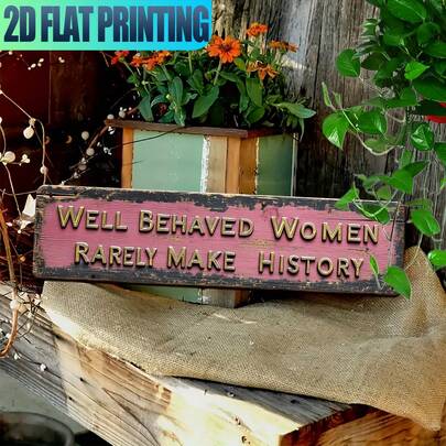 2D Flat, 1pc Unique Vintage Pink Sign "Obedient Women Rarely Make History" - Rustic Style Metal Wall Decor, Durable Indoor/Outdoor Decoration For Garage, Barn, Porch, Office & Home - Perfect Holiday Gift Idea, Metal Wall Art Decor, 2D Flat (Style Random)