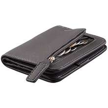 Toughergun Women's Small Slim Leather Wallet with RFID Protection, Compact Bifold Mini Purse with Clear ID Window - 06 ReNapa Gris Profundo - Ver 1