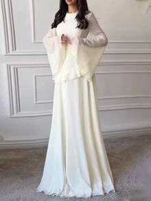 Summer Dresses For Women,Fashionable Slim-Fit Pure Desire Style High-End Round Neck Long Sleeve DressLoose And Comfortable Vestidos Elegantes De Mujer - 白色 - 查看 1