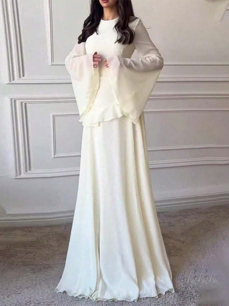 Summer Dresses For Women,Fashionable Slim-Fit Pure Desire Style High-End Round Neck Long Sleeve DressLoose And Comfortable Vestidos Elegantes De Mujer - 白色 - 查看 1